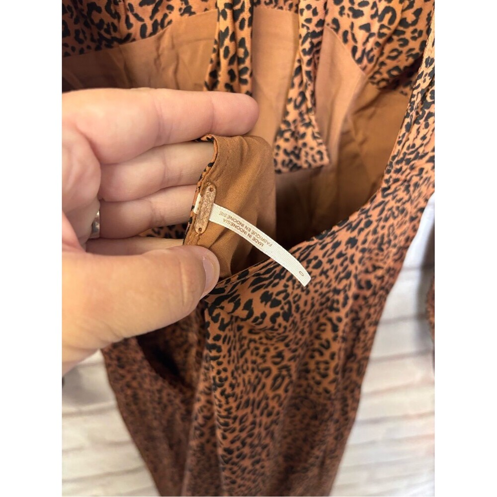 Free people loveless leopard midi dress brown black cheetah print open back sz 0 - Picture 5 of 5